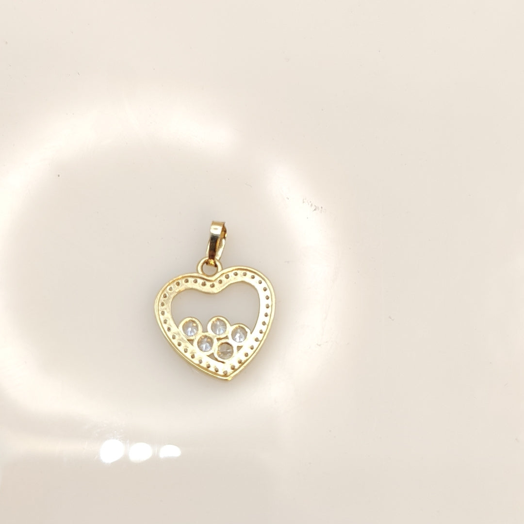 DIJE CORAZON CON CIRCONIAS 14K 1.7 GR (NUEVO)
