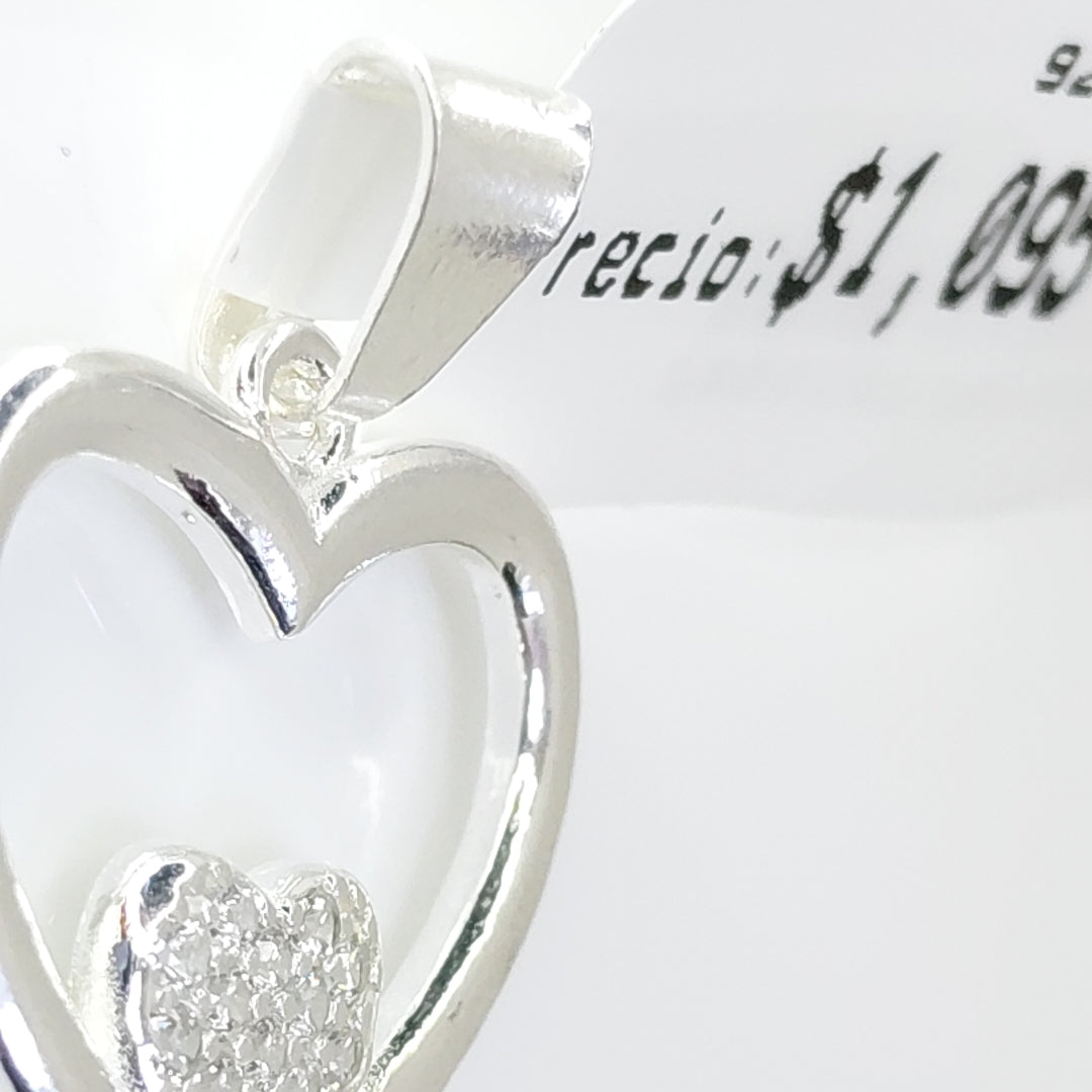 DIJE CORAZON C/CIRCONIAS PLATA .925 2.8 GR (NUEVO)