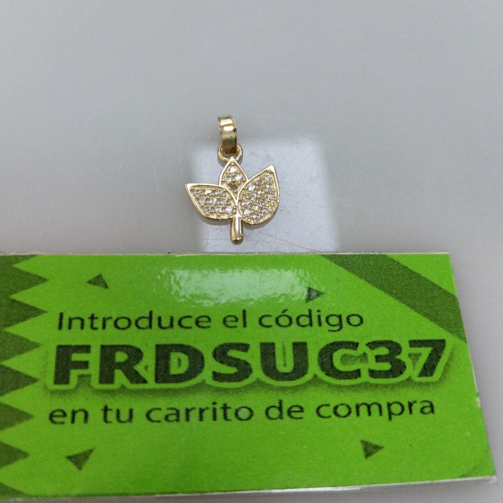DIJE TEJIDO HOJAS CON CIRCONIAS 14K 0.9 GR (NUEVO)
