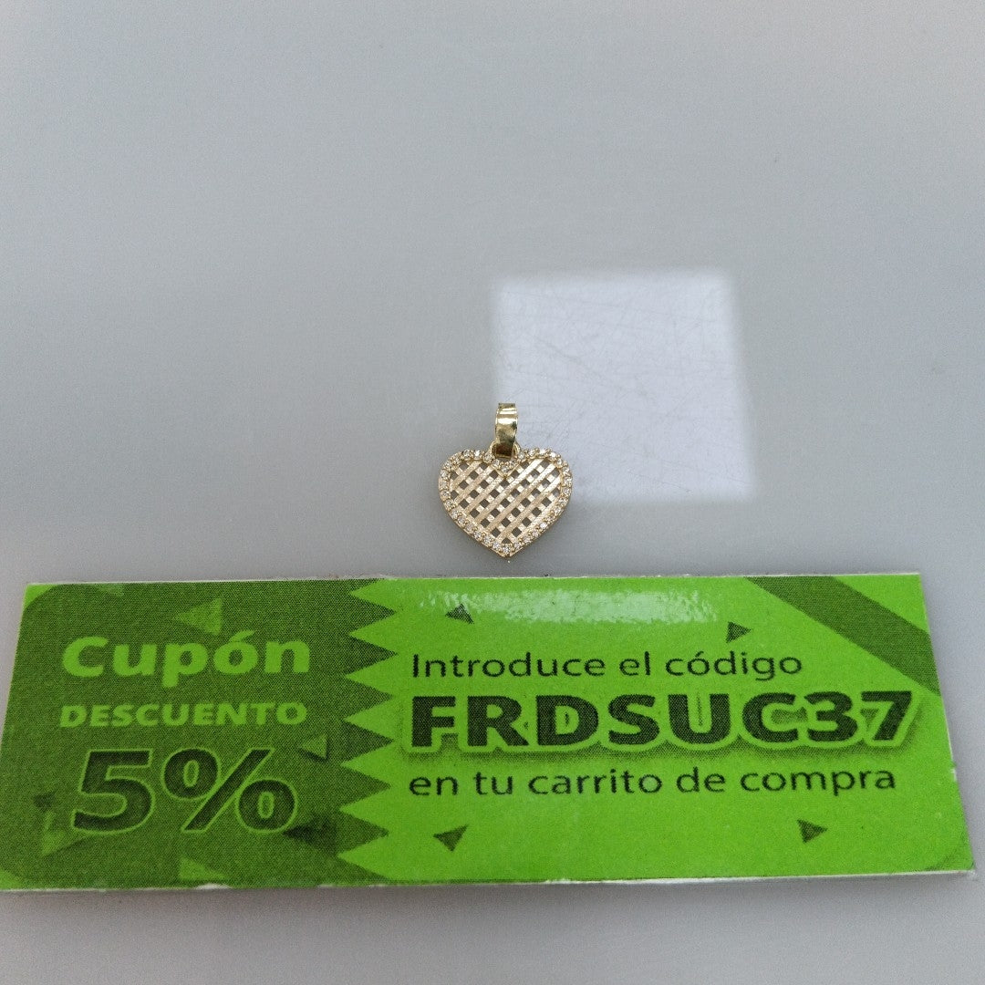 DIJE TEJIDO CORAZON CON CERCO DE CIRCONIAS 14K 1.2 GR (NUEVO)