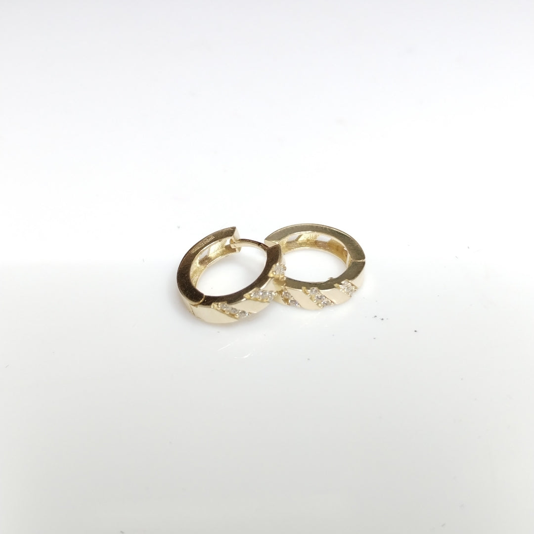 ARETES HUGGIES CON CIRCONIAS 14K 2.3 GR (NUEVO)