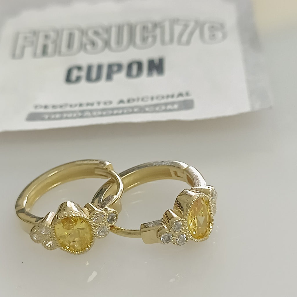 ARETES ARRACADAS CON CIRCONIAS Y PDRAS COL 14K 3.2 GR (NUEVO)