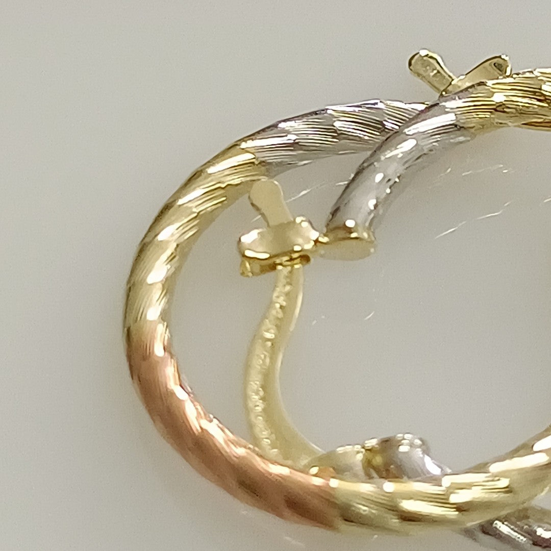 ARETES TEJIDO ARRACADAS TZL COMBINADAS 14K 1.8 GR (NUEVO)