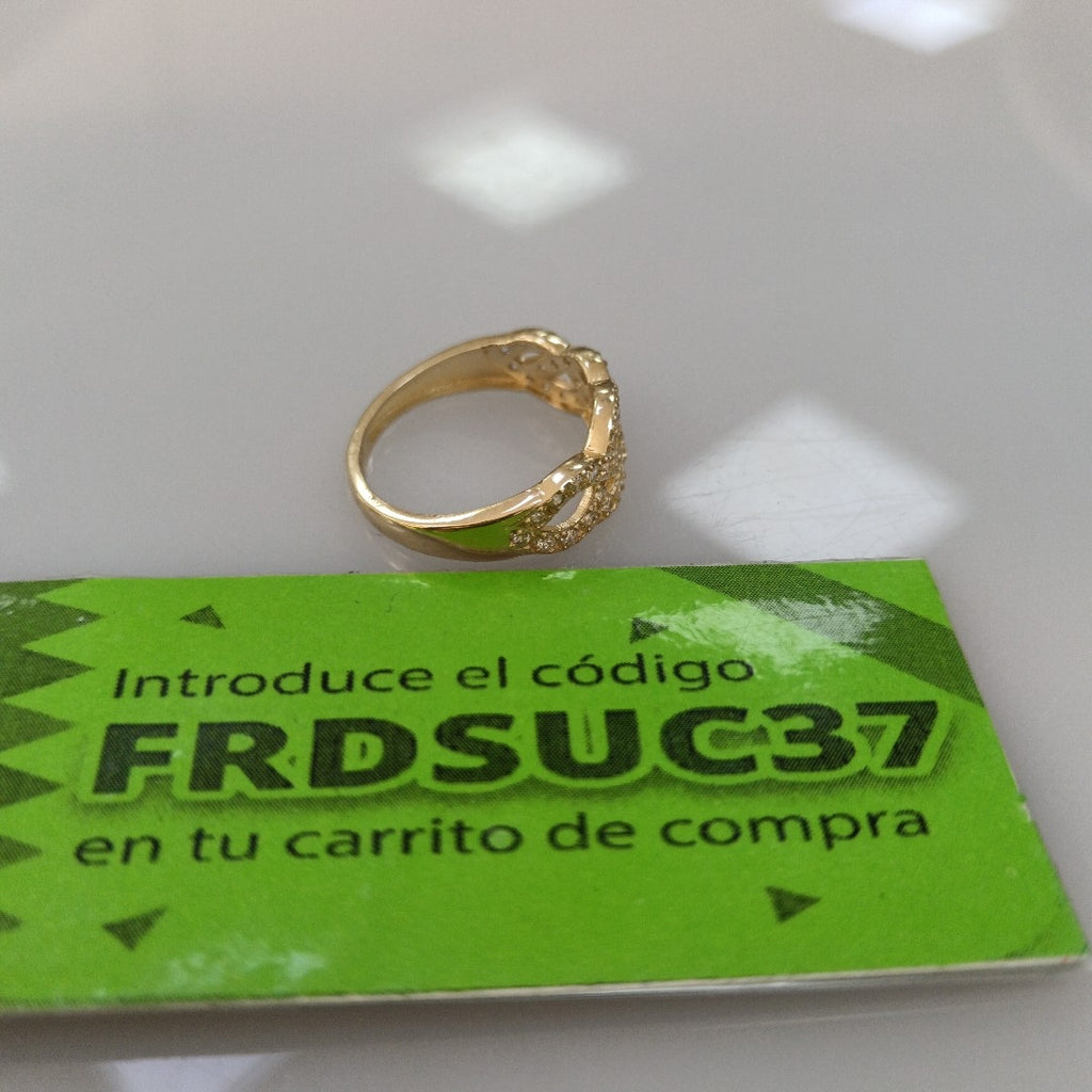 ANILLOS TRENZADO CON CIRCONIAS 14K TALLA 7 2.5 GR (NUEVO)