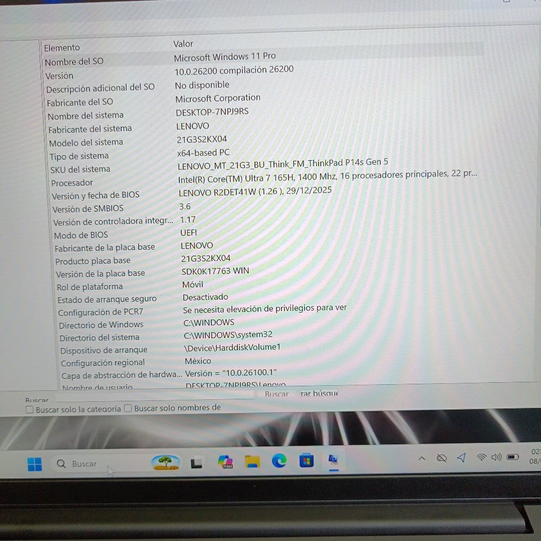 LAPTOP LENOVO THINKPAD P14S GEN 5 (2024) 1 TB SSD 32 GB RAM (SEMINUEVO)