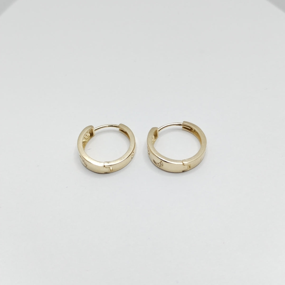ARETES TEJIDO HUGGIES CON CIRCONIAS 14K 2.9 GR (NUEVO)