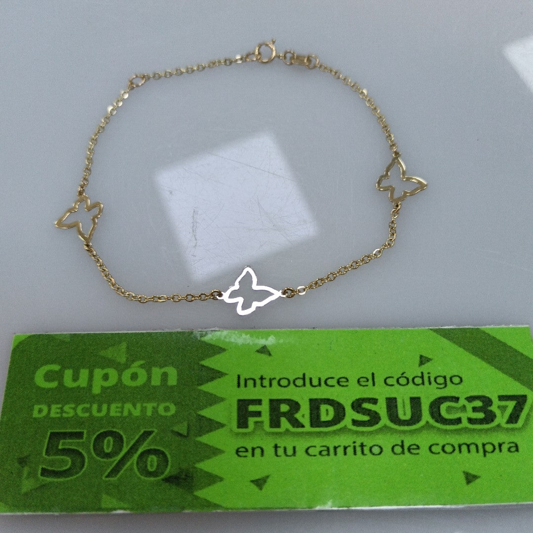 PULSERA ESPECIAL C MARIPOSAS 14K 18 CM 1.7 GR (NUEVO)