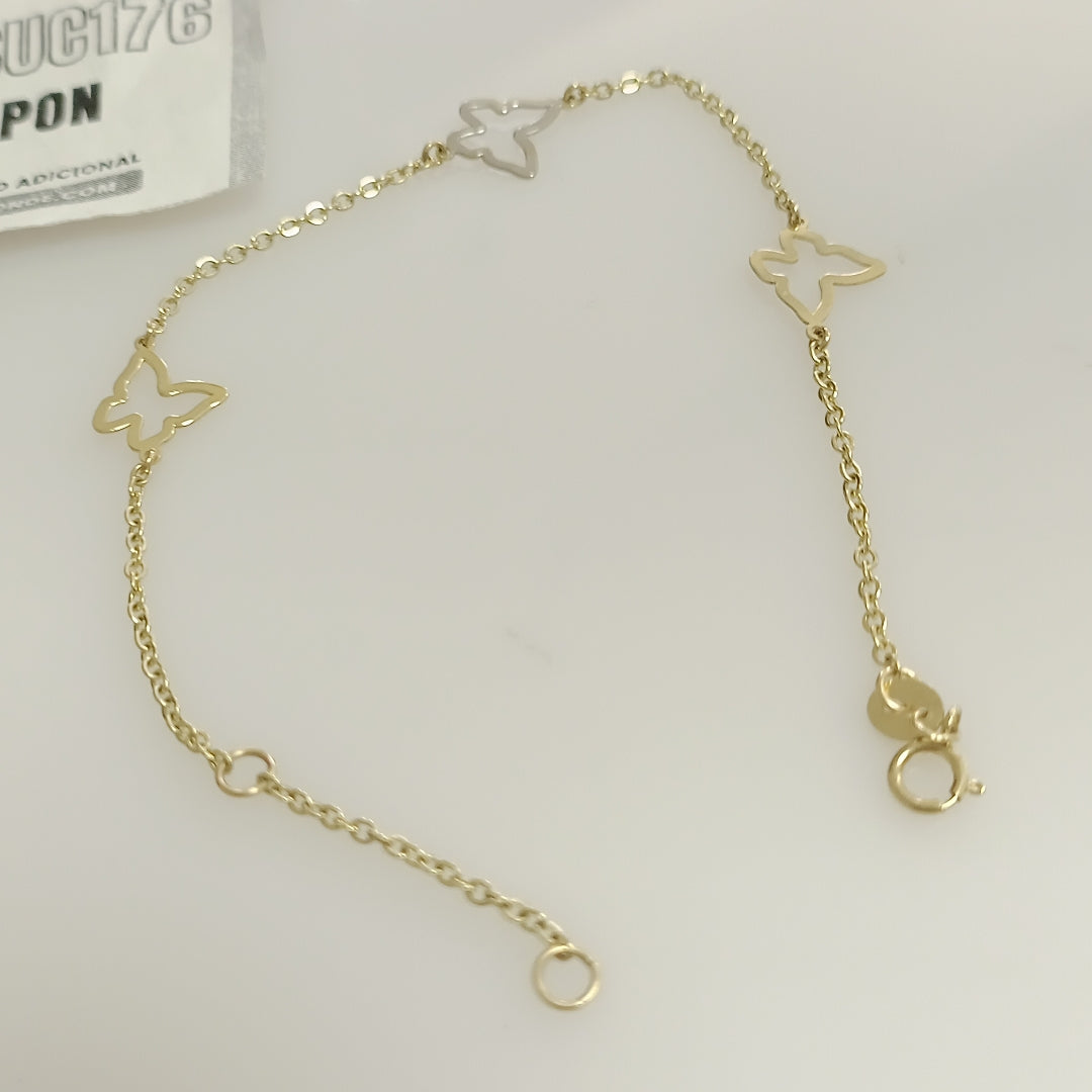 PULSERA ESPECIAL C MARIPOSAS 14K 18 CM 1.7 GR (NUEVO)
