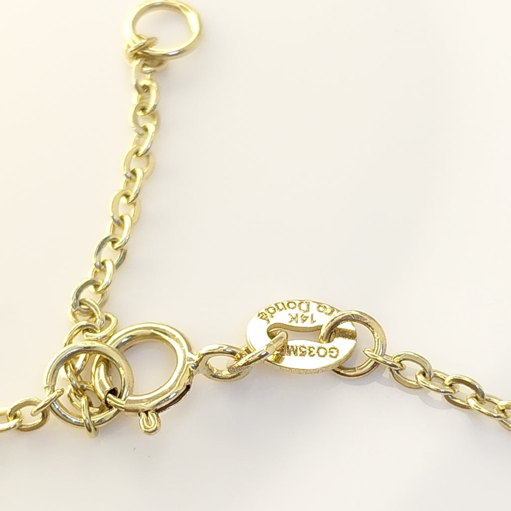 PULSERA ESPECIAL CON TREBOL 14K 18 CM 1.8 GR (NUEVO)
