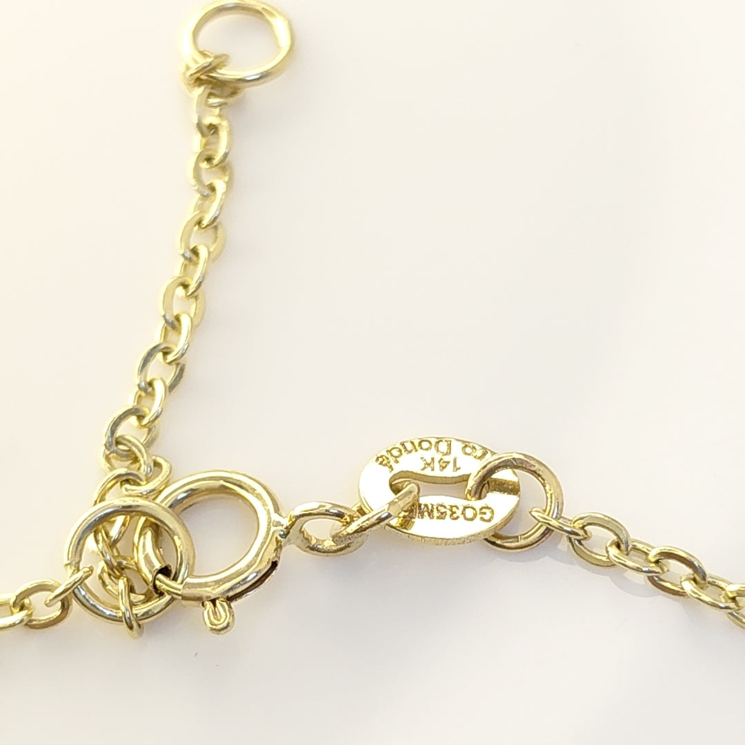 PULSERA ESPECIAL CON TREBOL 14K 18 CM 1.8 GR (NUEVO)