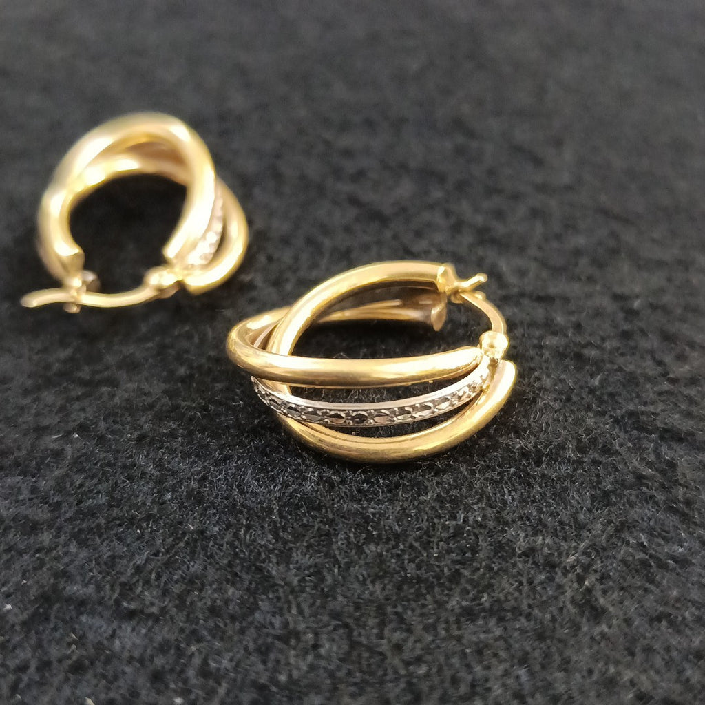 ARRACADAS PAR ORO COMBINADO 14 K 3.9 GRMS (SEMINUEVO)