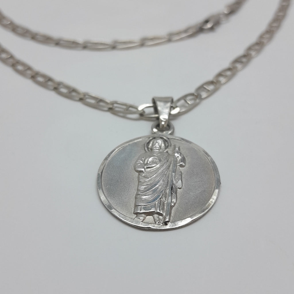 CADENA, MEDALLA RELIGIOSA PLATA 12.4 GRMS (SEMINUEVO)