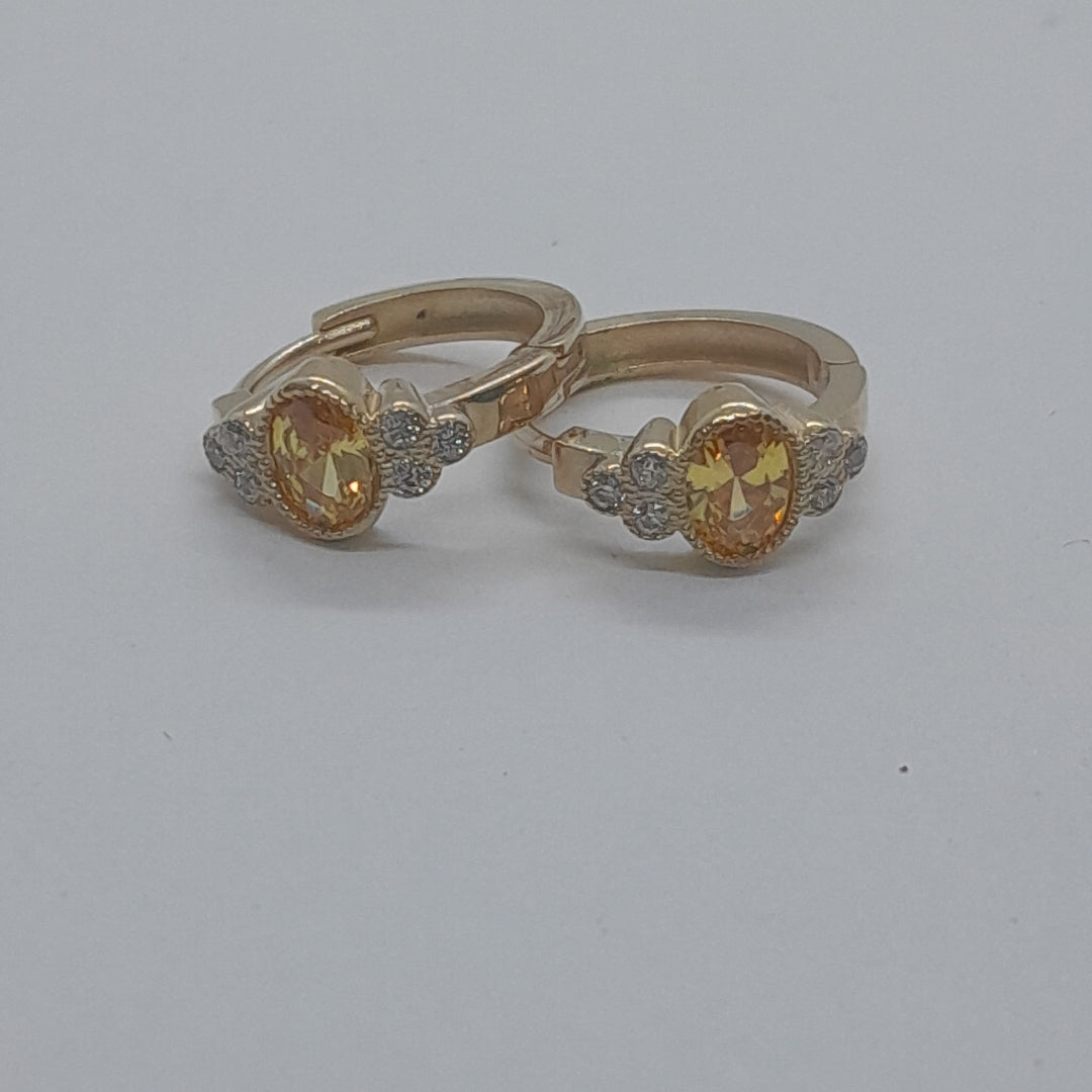 ARETES ARRACADAS CON CIRCONIAS Y PDRAS COL 14K 3.2 GR (NUEVO)