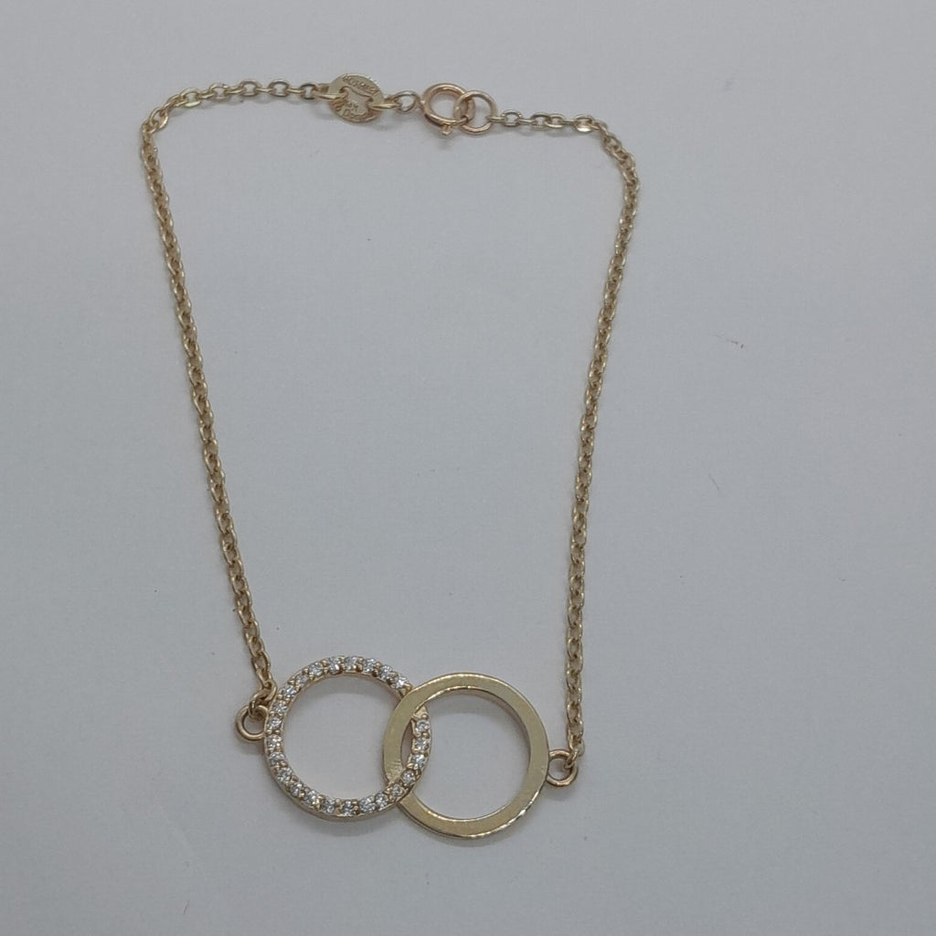 PULSERA TEJIDO ESPECIAL FIG AROS UNIDOS C CIRCS 14K 18 CM 2.1 GR (NUEVO)