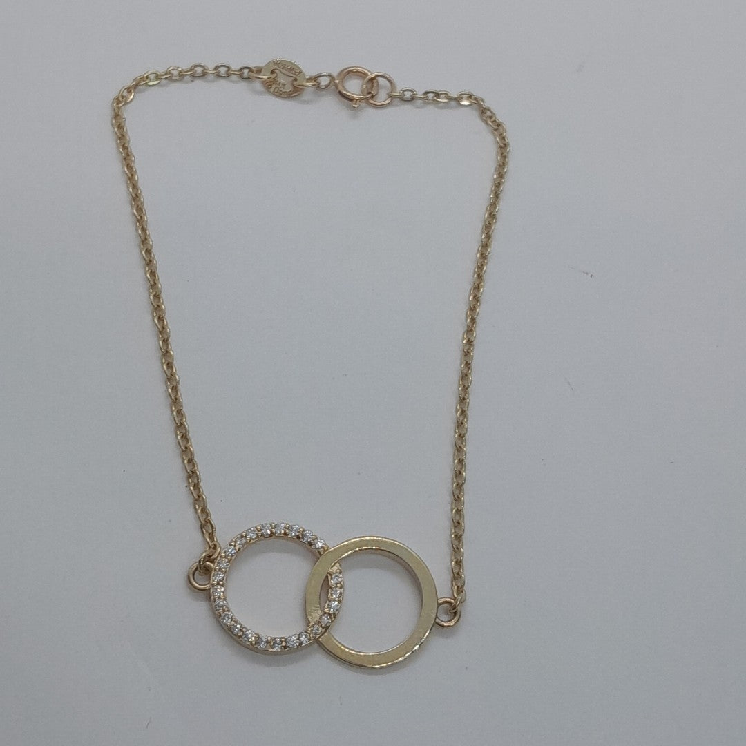 PULSERA TEJIDO ESPECIAL FIG AROS UNIDOS C CIRCS 14K 18 CM 2.1 GR (NUEVO)