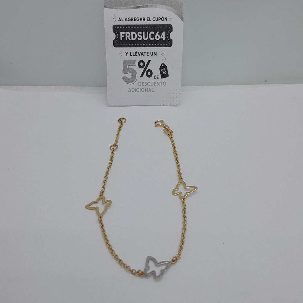 PULSERA ESPECIAL C MARIPOSAS 14K 18 CM 1.7 GR (NUEVO)