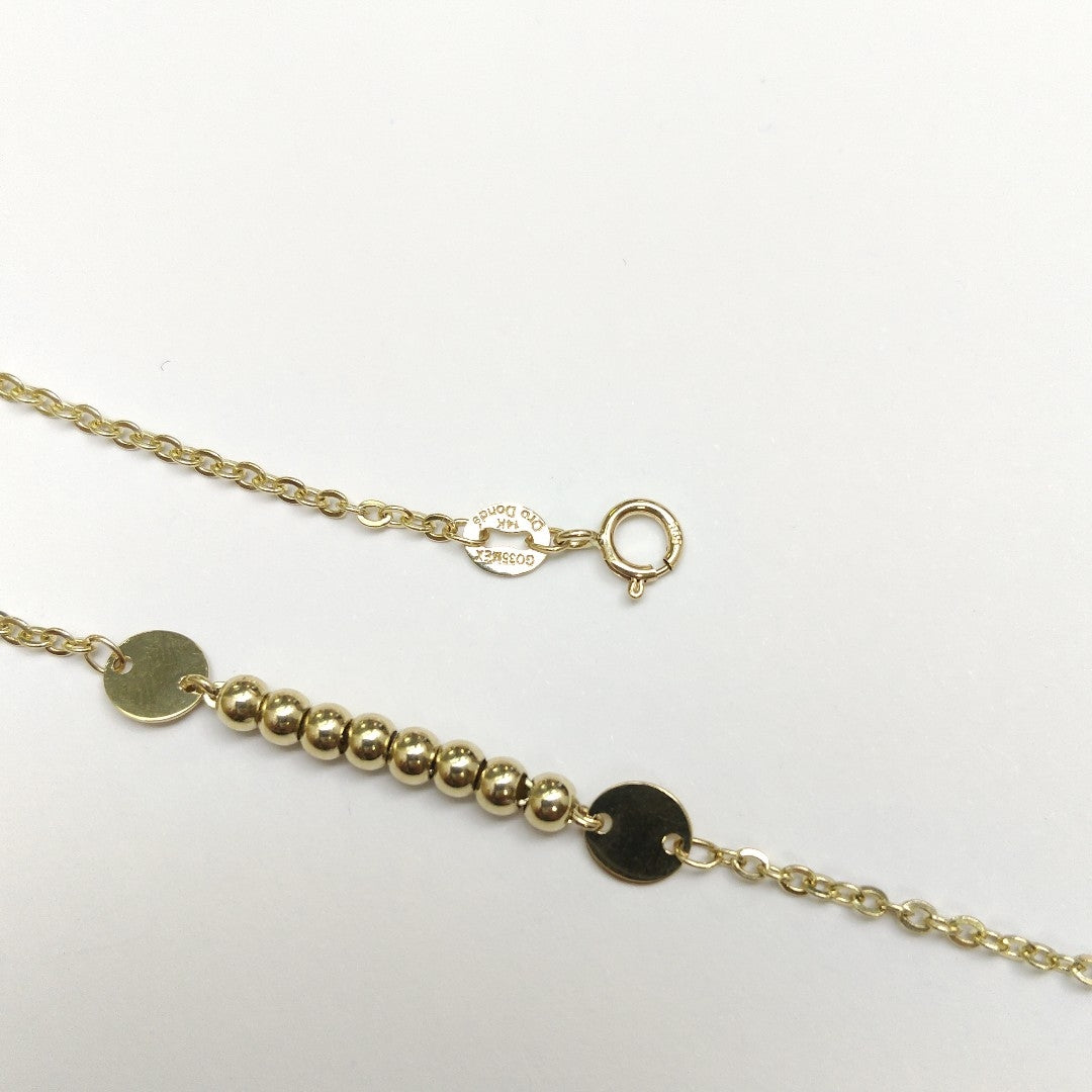 PULSERA TEJIDO ESPECIAL CON BOLITAS 14K 18 CM 1.8 GR (NUEVO)
