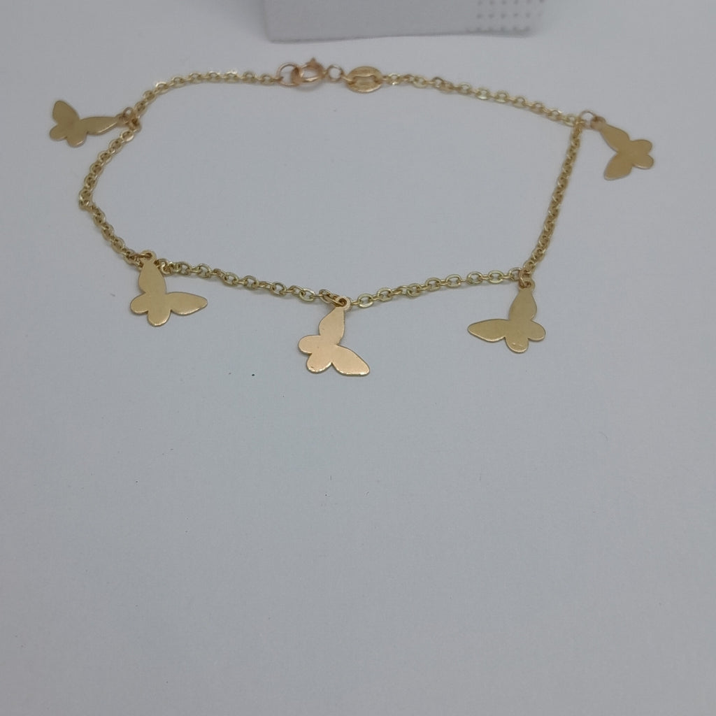 PULSERA ESPECIAL CON MARIPOSAS 14K 18 CM 2 GR (NUEVO)