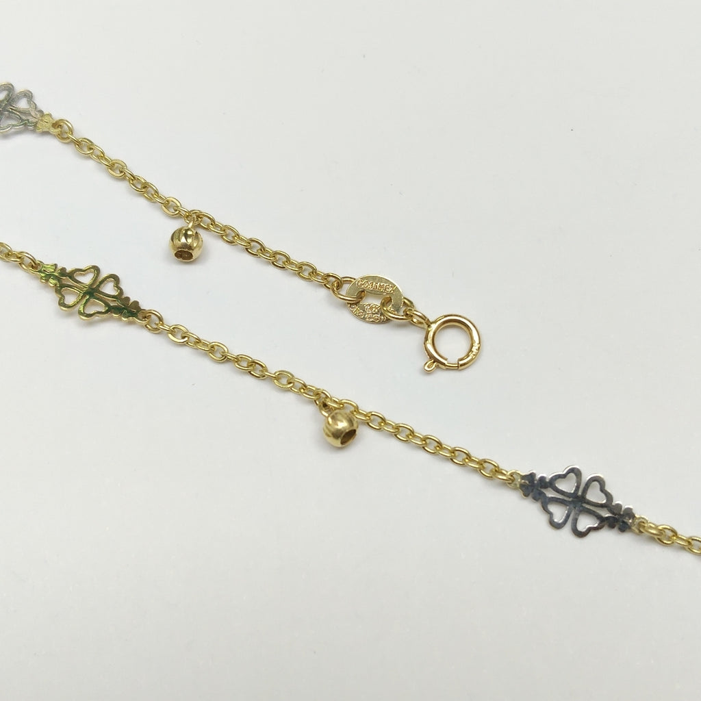 PULSERA ESPECIAL CON TREBOL 14K 18 CM 1.8 GR (NUEVO)