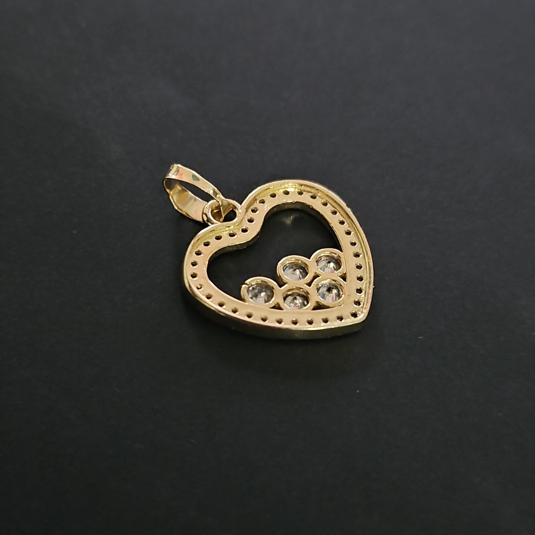 DIJE CORAZON CON CIRCONIAS 14K 1.6 GR (NUEVO)