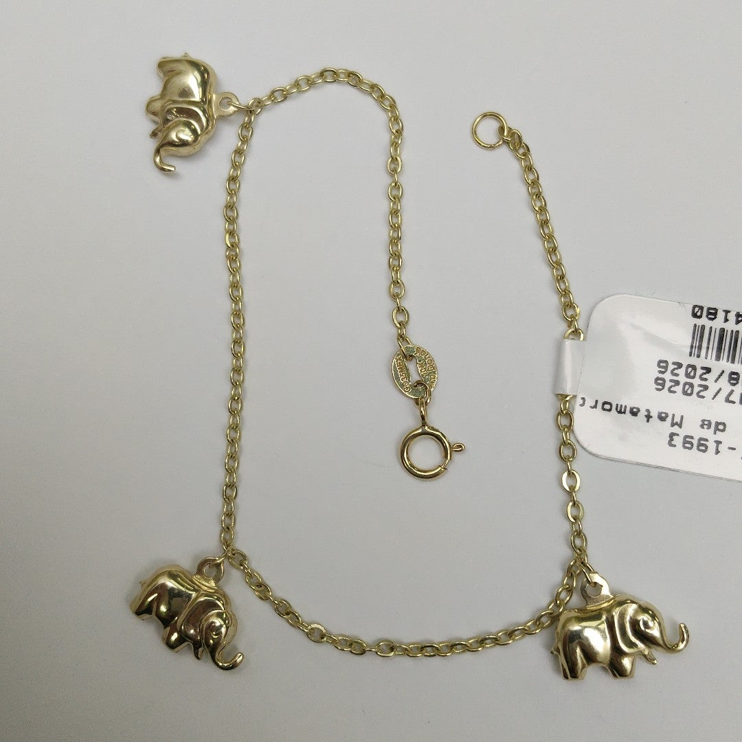 PULSERA ESPECIAL CON DIJES ELEFANTES 10K 18 CM 2.2 GR (NUEVO)