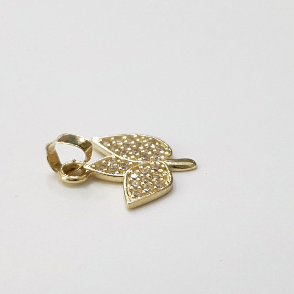 DIJE TEJIDO HOJAS CON CIRCONIAS 14K 1 GR (NUEVO)