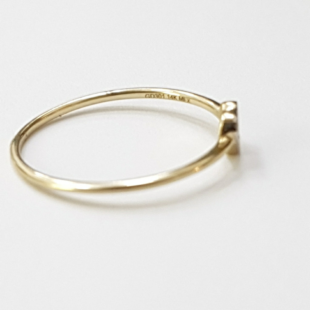 ANILLO ANILLITO CORAZON C CIRCONIA 14K 8 TALLA 0.9 GR (NUEVO)