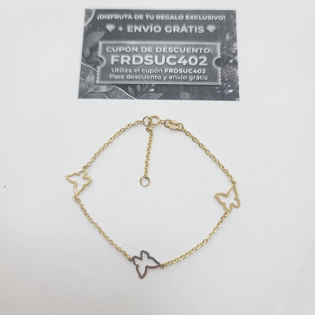 PULSERA ESPECIAL C MARIPOSAS 14K 18 CM 1.7 GR (NUEVO)
