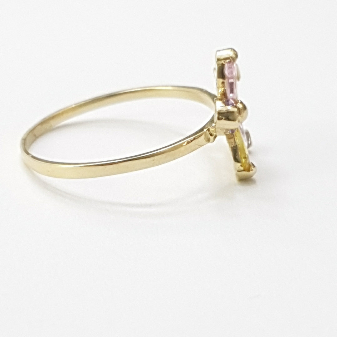 ANILLOS FLOR CON PIEDRAS DE COLOR 14K TALLA 7 1.4 GR (NUEVO)