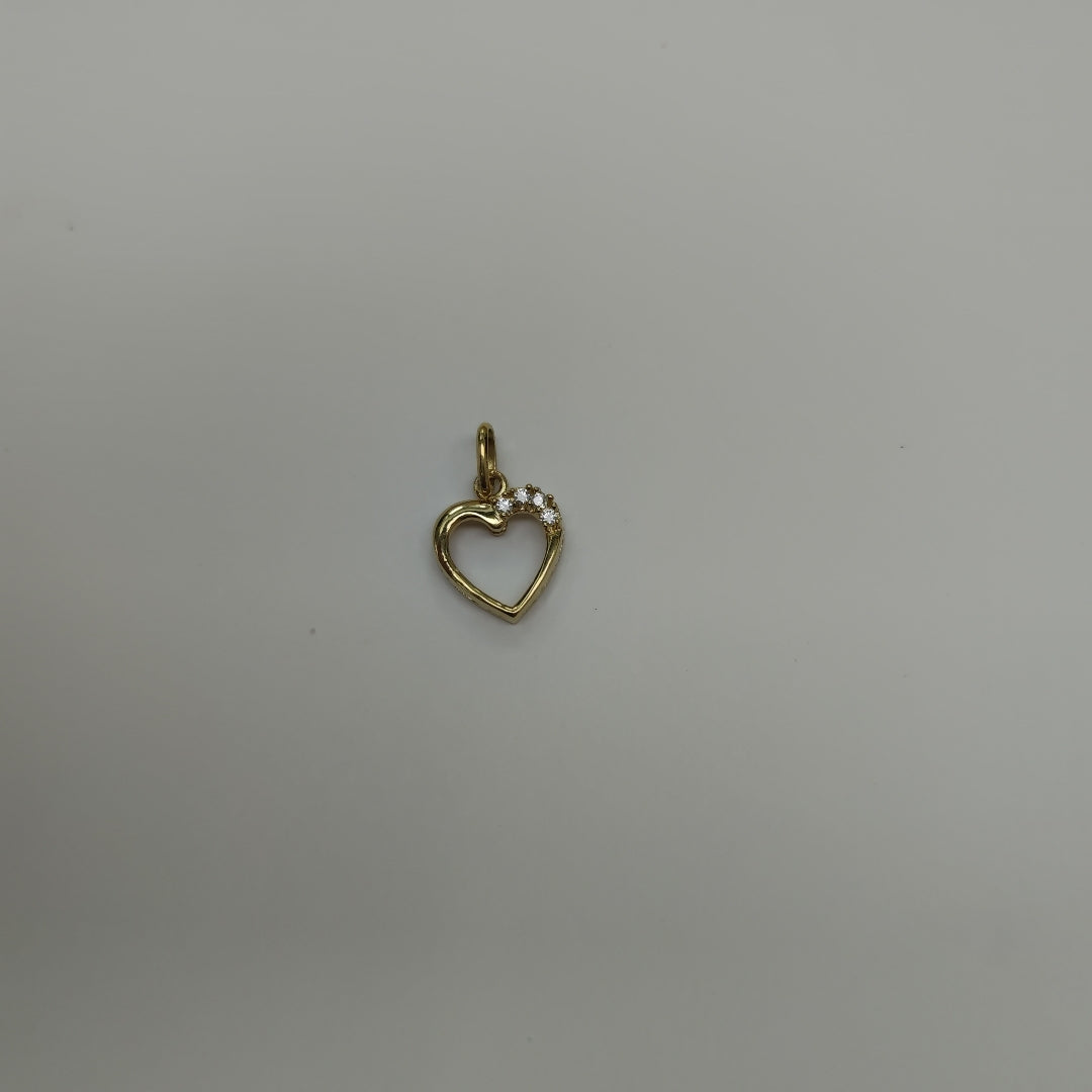 DIJE CORAZON CON CIRCONIAS 14K 1.4 GR (NUEVO)