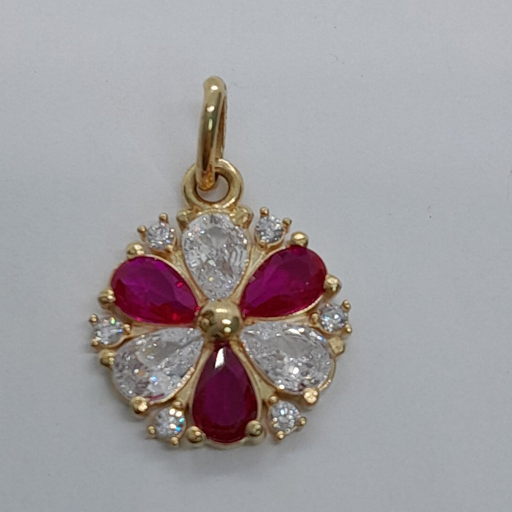 DIJE FLOR CIRCONIAS Y PIEDRAS DE COLOR 14K 2.8 GR (NUEVO)