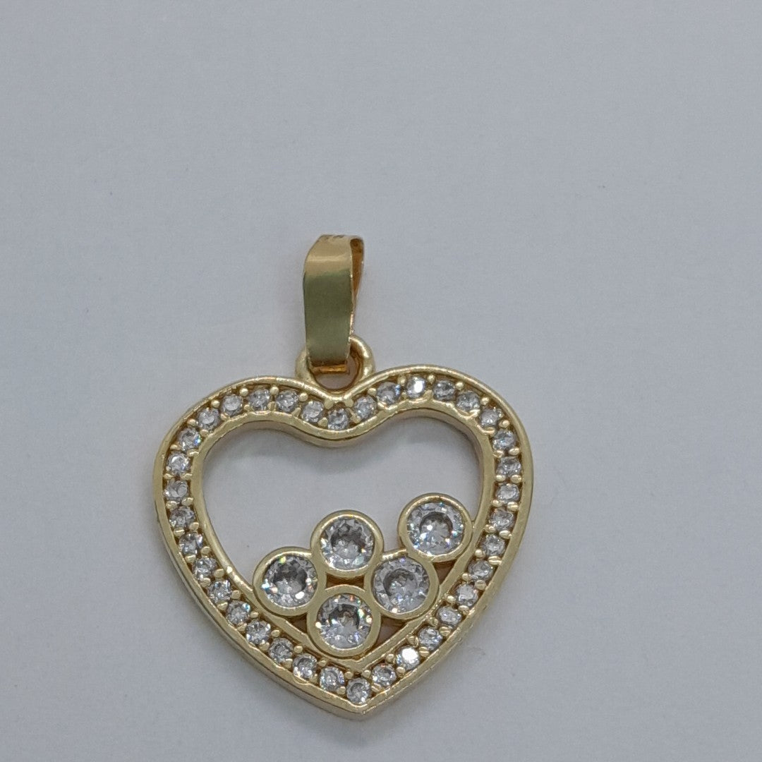 DIJE CORAZON CON CIRCONIAS 14K 1.7 GR (NUEVO)