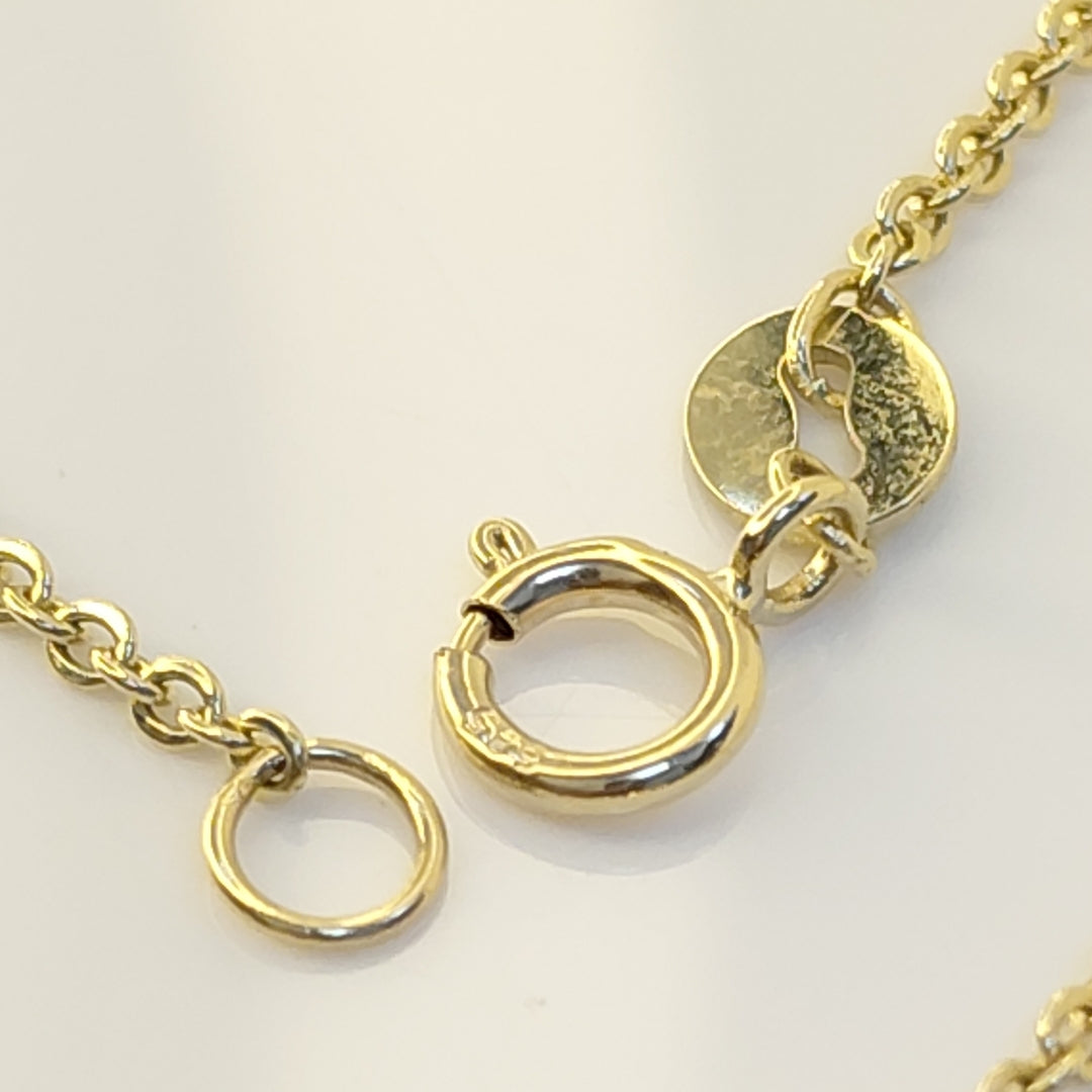 CADENA TEJIDO GARGANTILLA ESPECIAL C FLORES 14K 45 CM 2.9 GR (NUEVO)