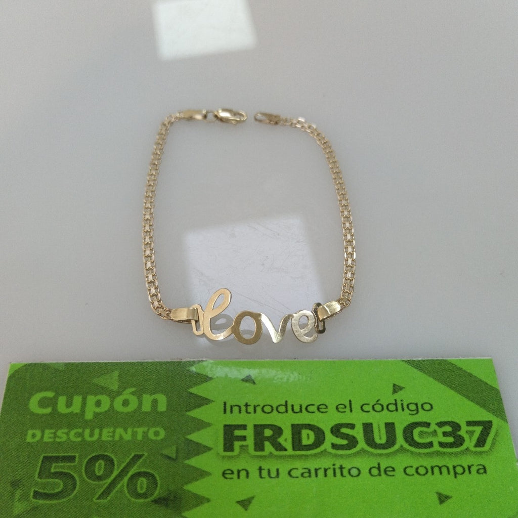 PULSERA ESCLAVA GRABADA LOVE 10K 18 CM 2.8 GR (NUEVO)