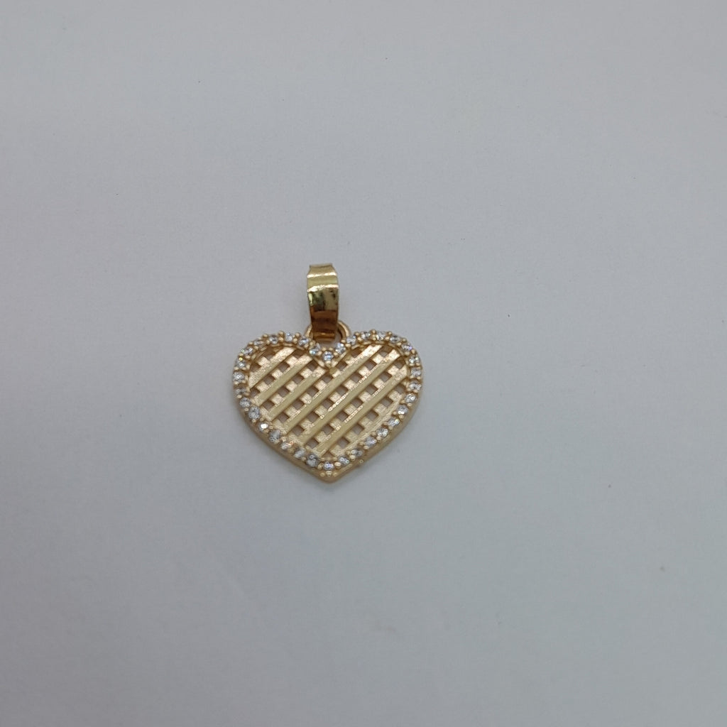 DIJE TEJIDO CORAZON CON CERCO DE CIRCONIAS 14K 1.1 GR (NUEVO)