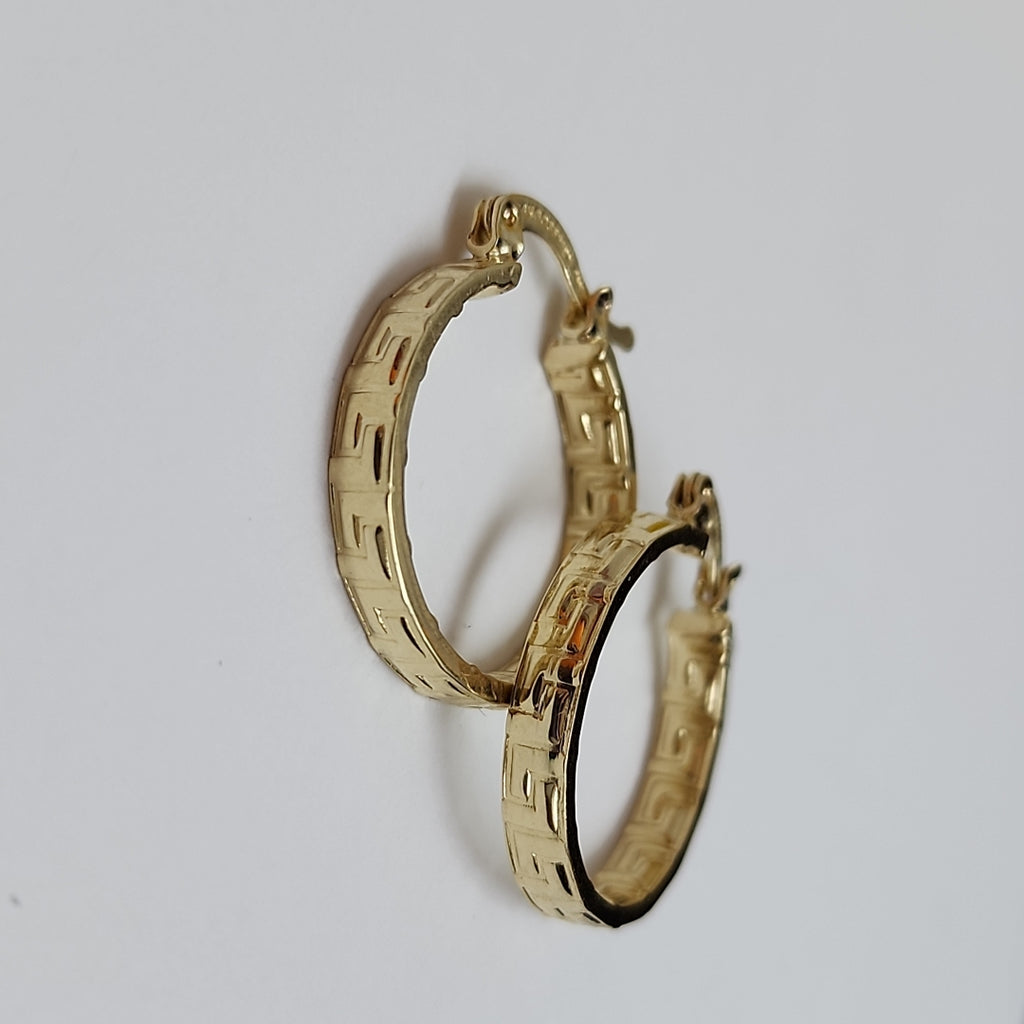 ARETES TEJIDO ARRACADAS TIPO GRECAS 14K 2.1 GR (NUEVO)