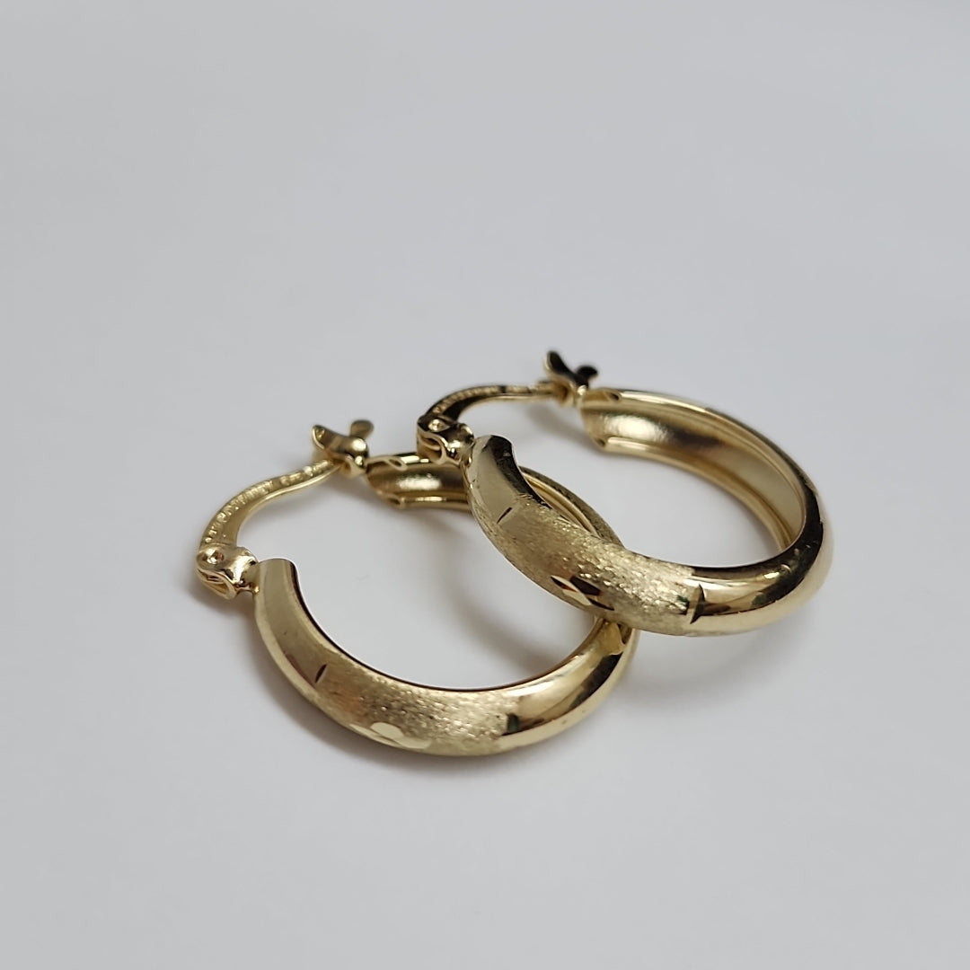 ARETES TEJIDO ARRACADA SATINADA 14K 2.5 GR (NUEVO)