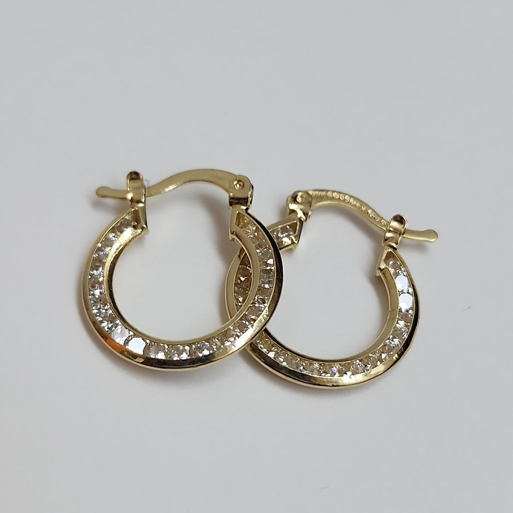 ARETES ARRACADAS CON CIRCONIAS 14K 2.4 GR (NUEVO)