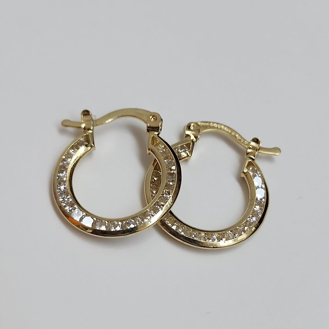 ARETES ARRACADAS CON CIRCONIAS 14K 2.4 GR (NUEVO)