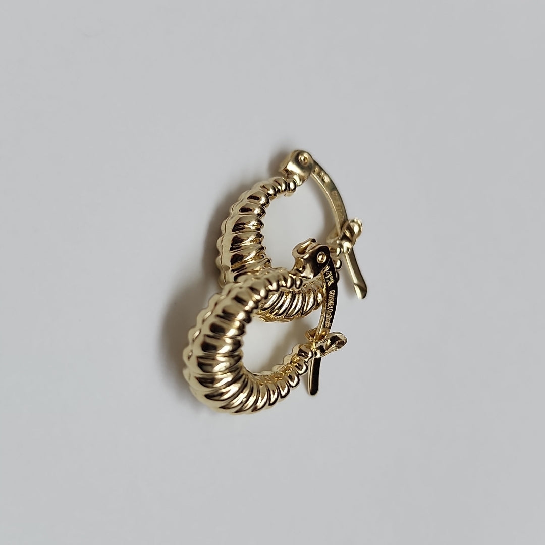 ARETES ARRACADA ESTRIADAS 14K 1 GR (NUEVO)