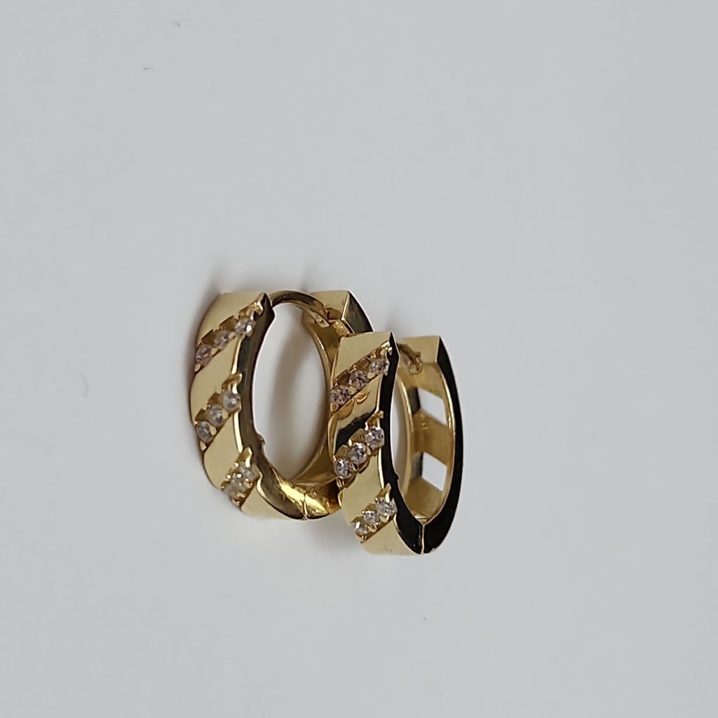 ARETES HUGGIES CON CIRCONIAS 14K 2.3 GR (NUEVO)