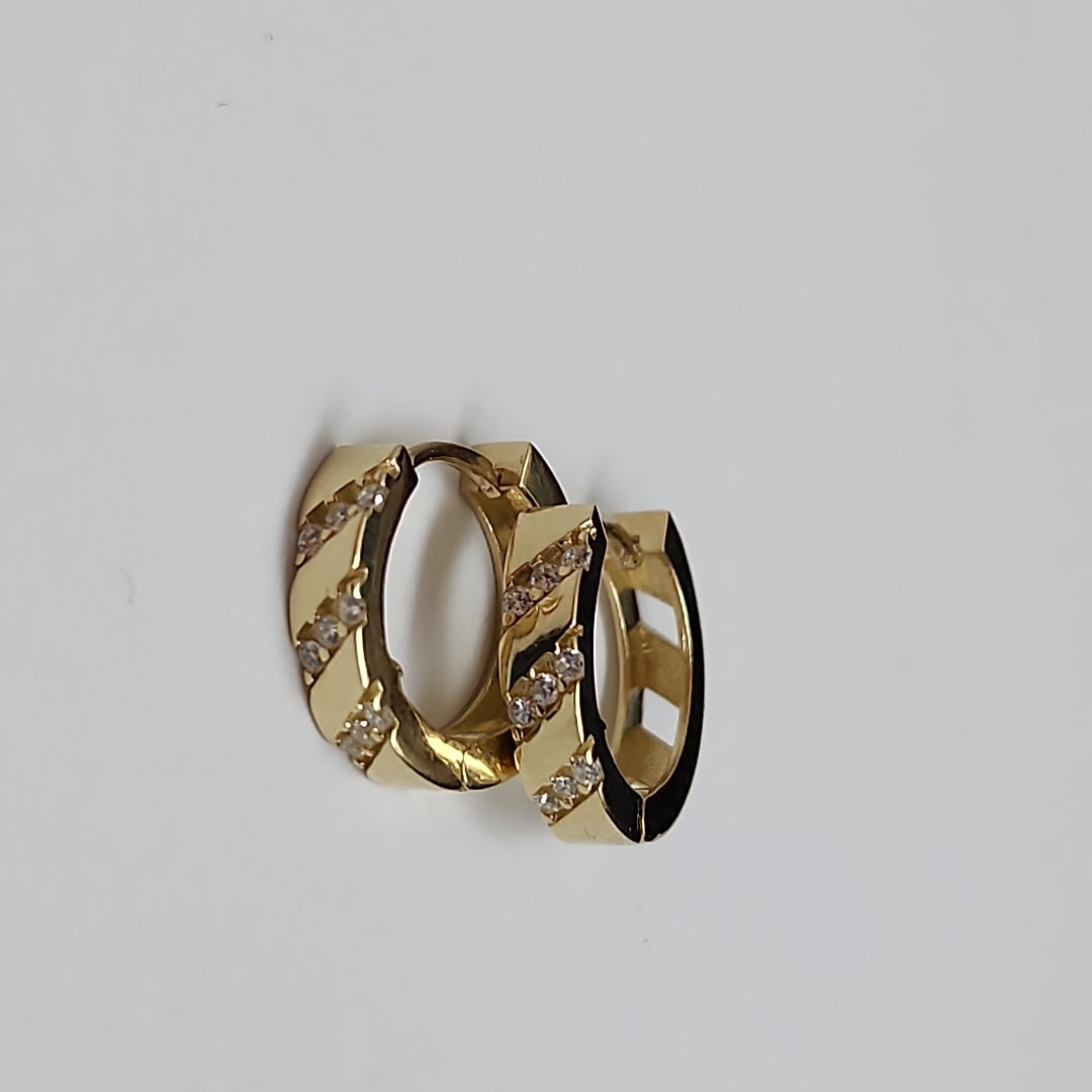ARETES HUGGIES CON CIRCONIAS 14K 2.3 GR (NUEVO)