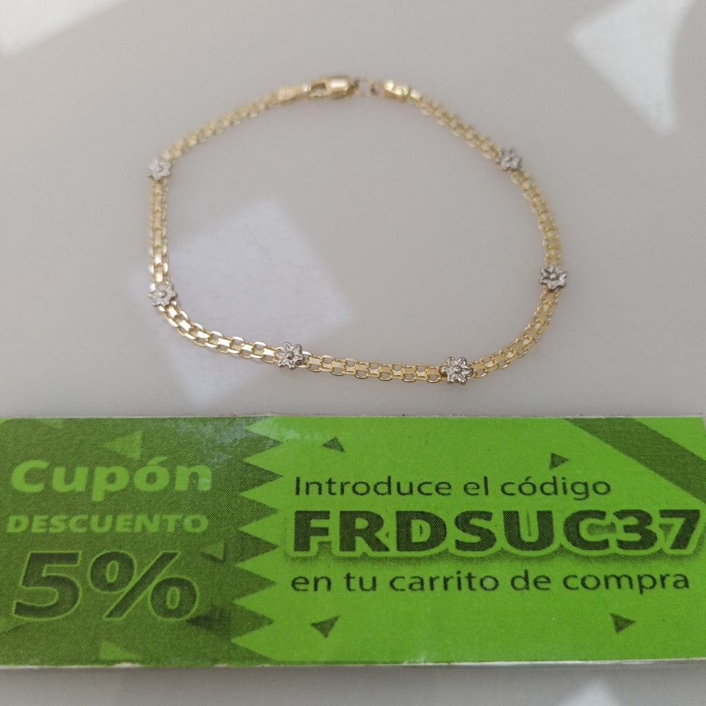 PULSERA ESPECIAL C FLORES 14K 18 CM 2.9 GR (NUEVO)