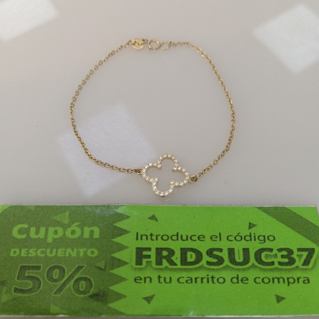 PULSERA TEJIDO ESPECIAL C CIRCONIAS 14K 18 CM 1.8 GR (NUEVO)