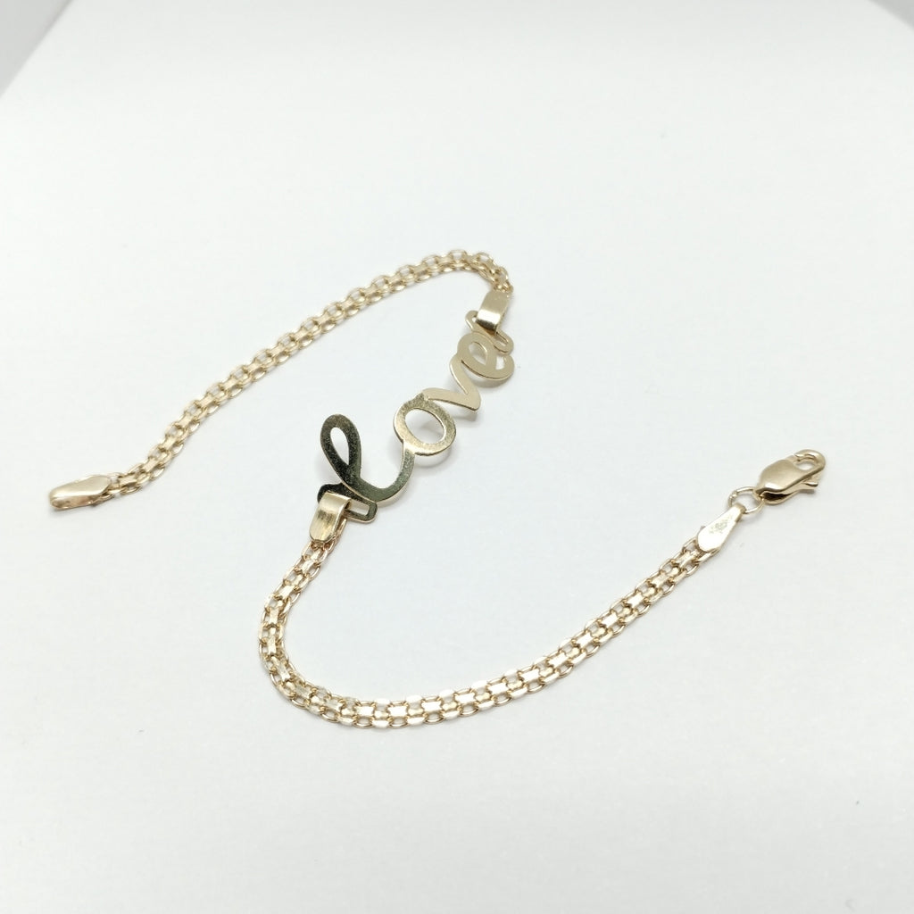 PULSERA ESCLAVA GRABADA LOVE 10K 18 CM 2.7 GR (NUEVO)