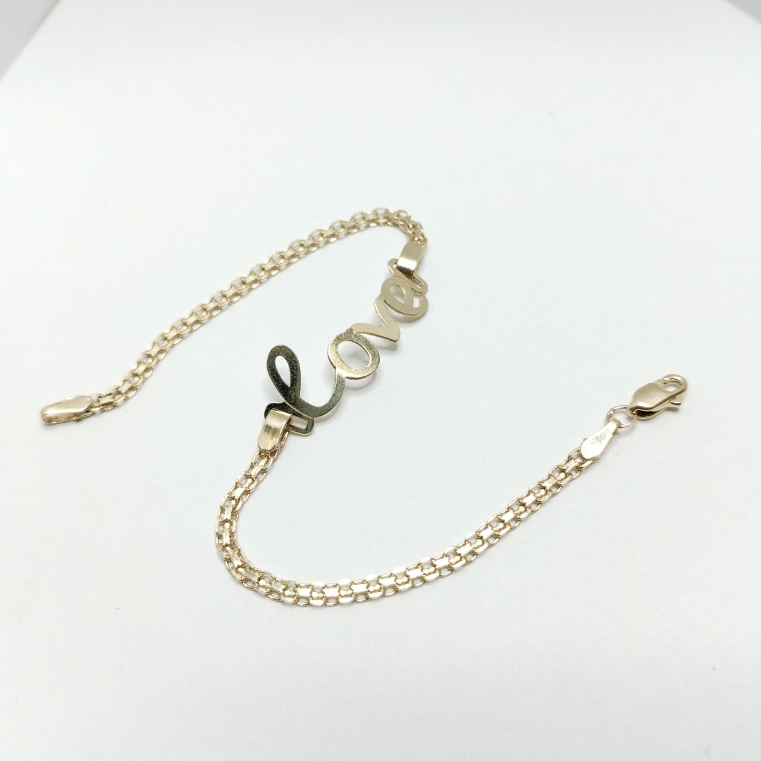 PULSERA ESCLAVA GRABADA LOVE 10K 18 CM 2.7 GR (NUEVO)