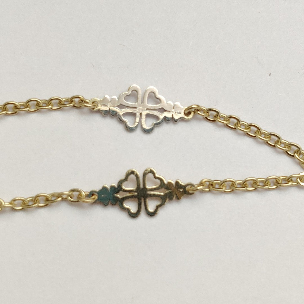 PULSERA ESPECIAL CON TREBOL 14K 18 CM 1.8 GR (NUEVO)