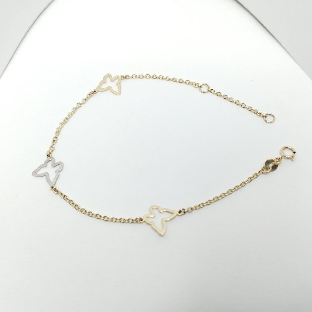 PULSERA ESPECIAL C MARIPOSAS 14K 18 CM 1.7 GR (NUEVO)