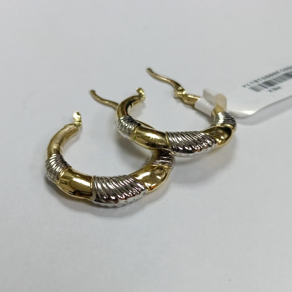 ARETES ARRACADAS HUECAS COMBINADAS 14K 2.5 GR (NUEVO)