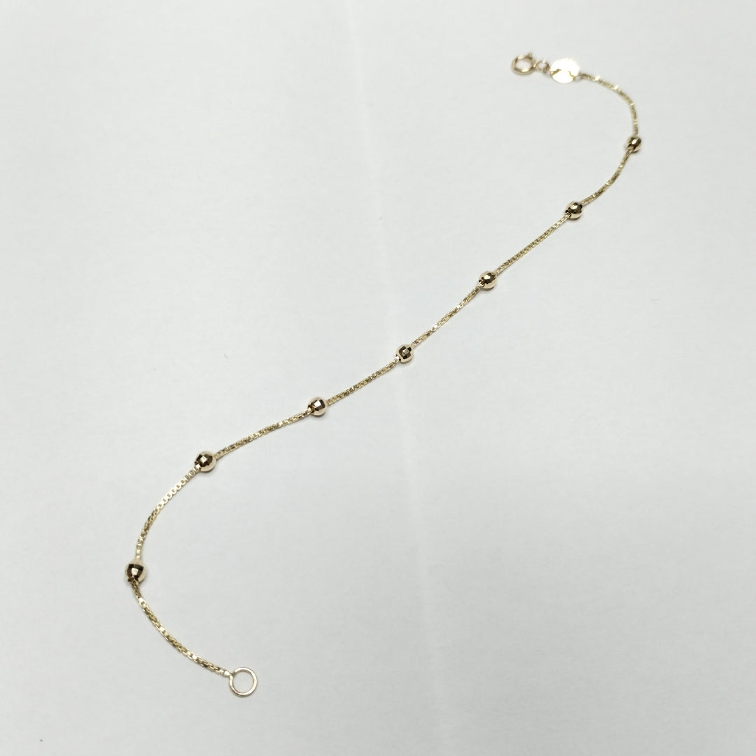 PULSERA ESPECIAL CON BOLITAS 14K 18 CM 1.4 GR (NUEVO)